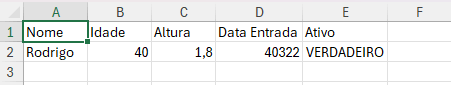 Exemplo de arquivo básico do Excel criado em Java utilizando Apache POI